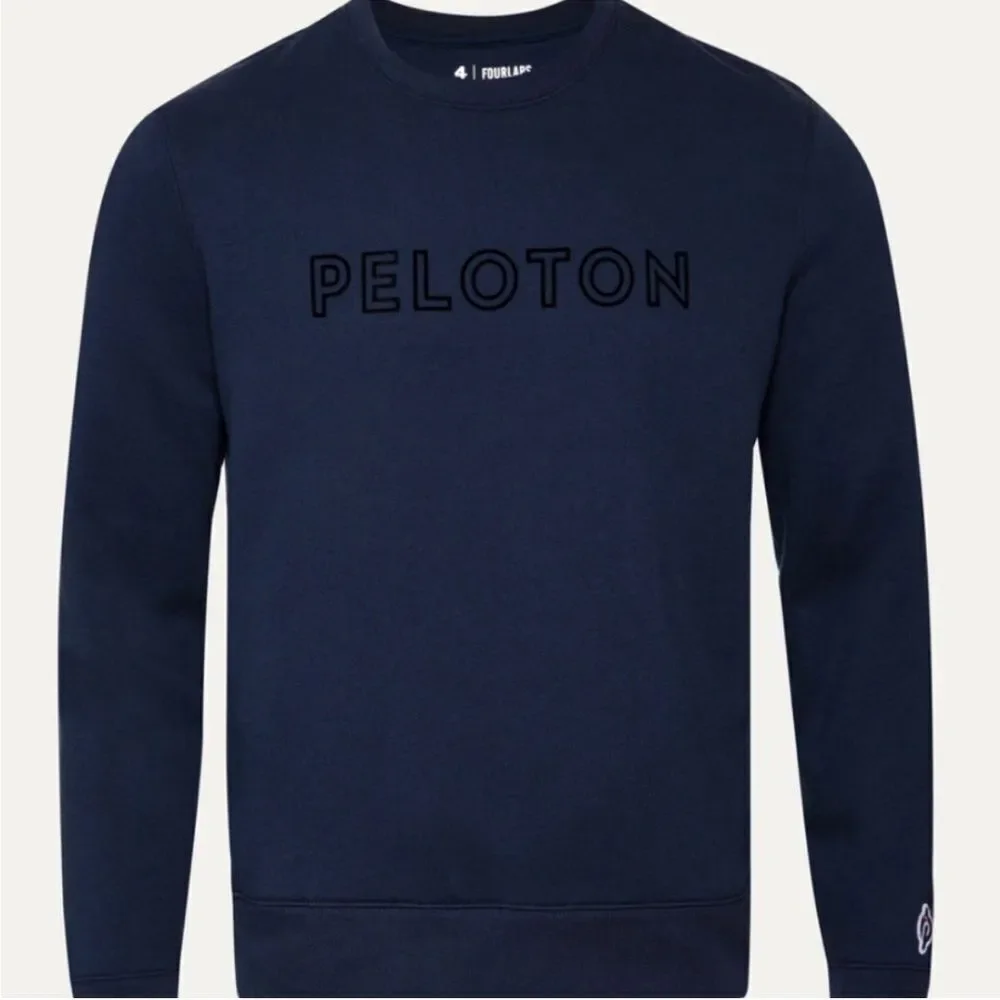 FOURLAPS x Peloton Navy Blue Spell Out Logo Pullover Pocket Sweatshirt- Size XL